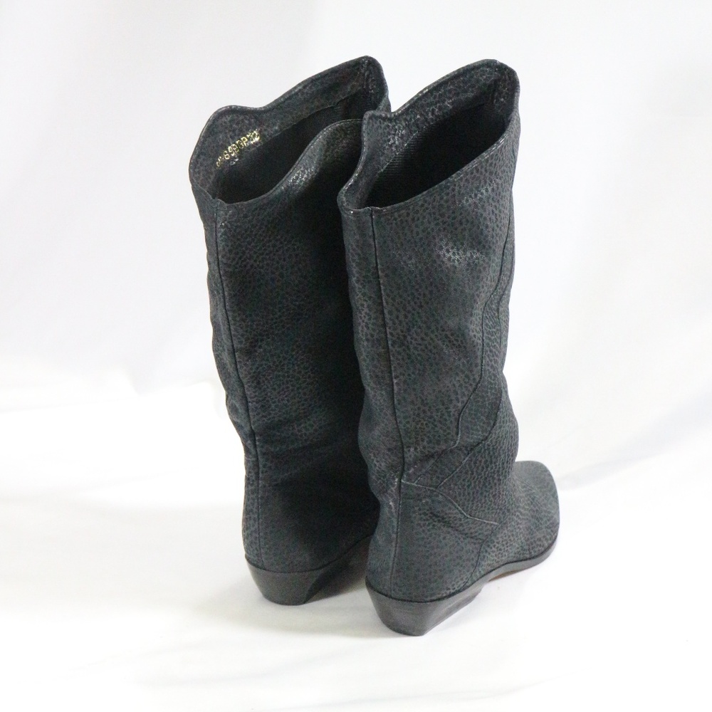 BOOTALINOS Black Grain Leather Pull On Boots Sz 9 US Women - Picture 6 of 8